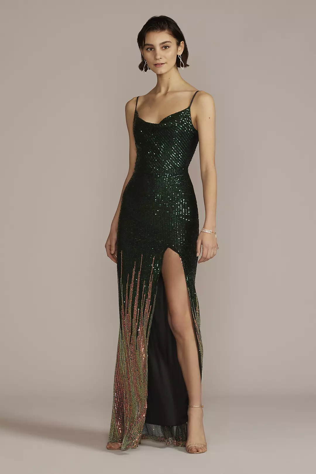 Floor Length Ombre Stretch Sequin Sheath - Image 5