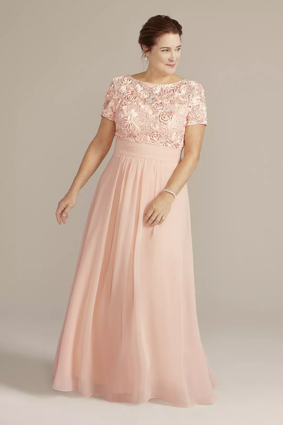 Floor Length Sheath Gown with Lace Bodice - Image 11