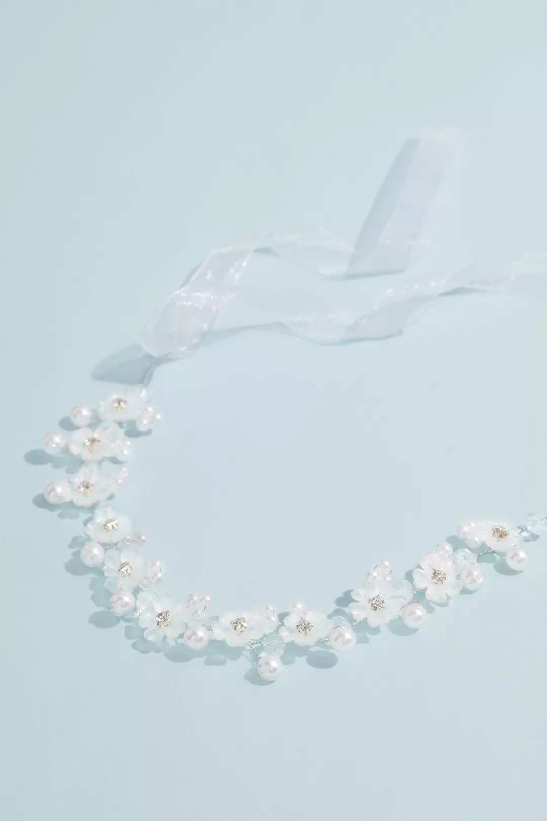 Floral and Pearl Flower Girl Headband - Image 3