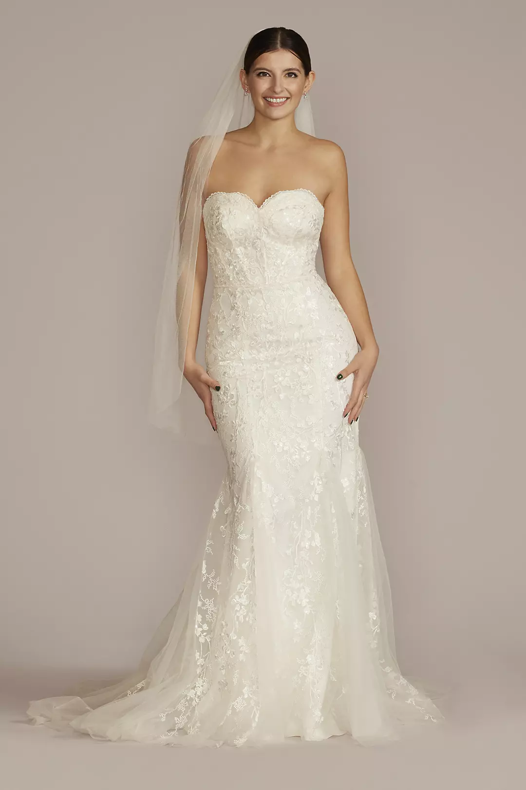 Floral Applique Mermaid Wedding Dress - Image 12