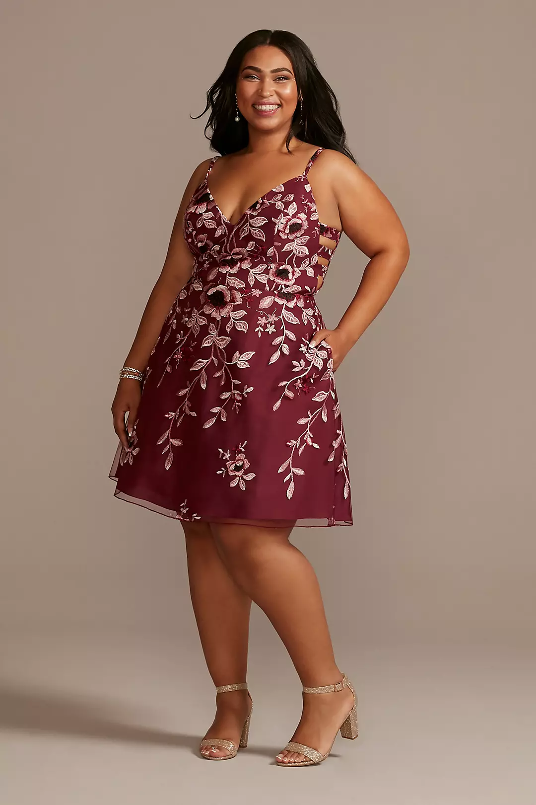 Floral Applique Mini Homecoming Dress - Image 14