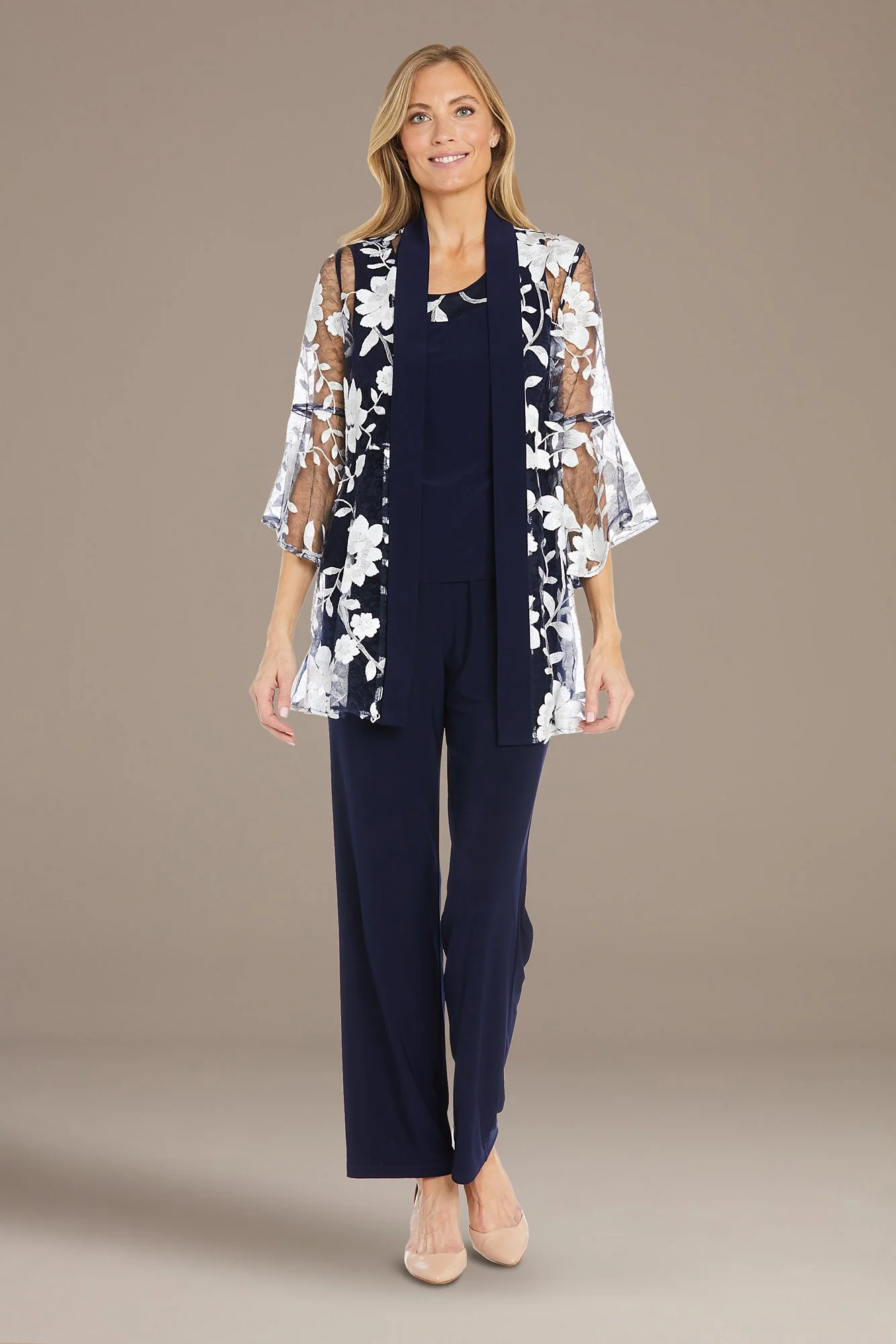 Floral Applique Sequin Pantsuit Set