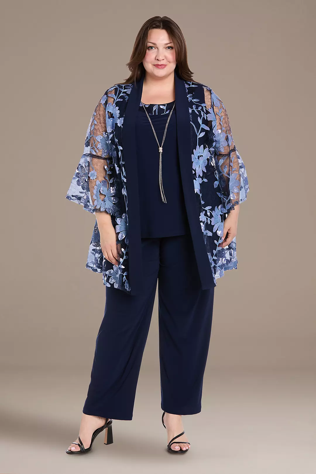 Floral Applique Sequin Pantsuit Set - Image 39