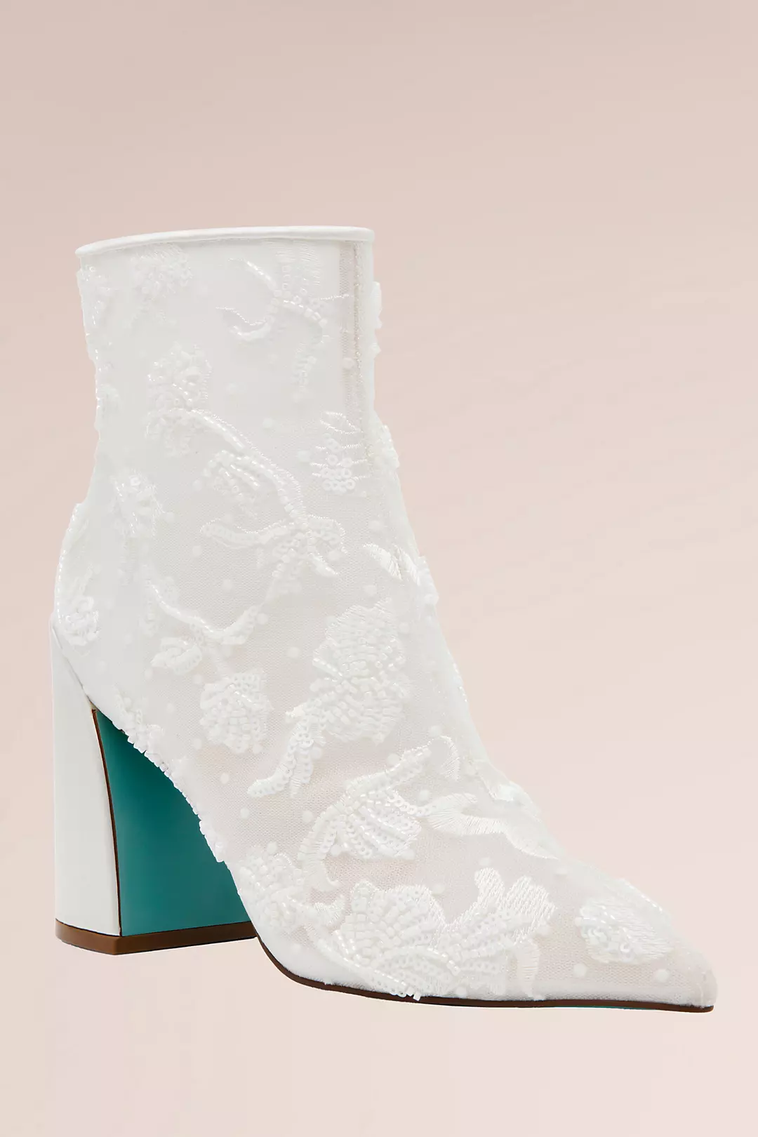 Floral Beaded Block Heel Booties - Image 3