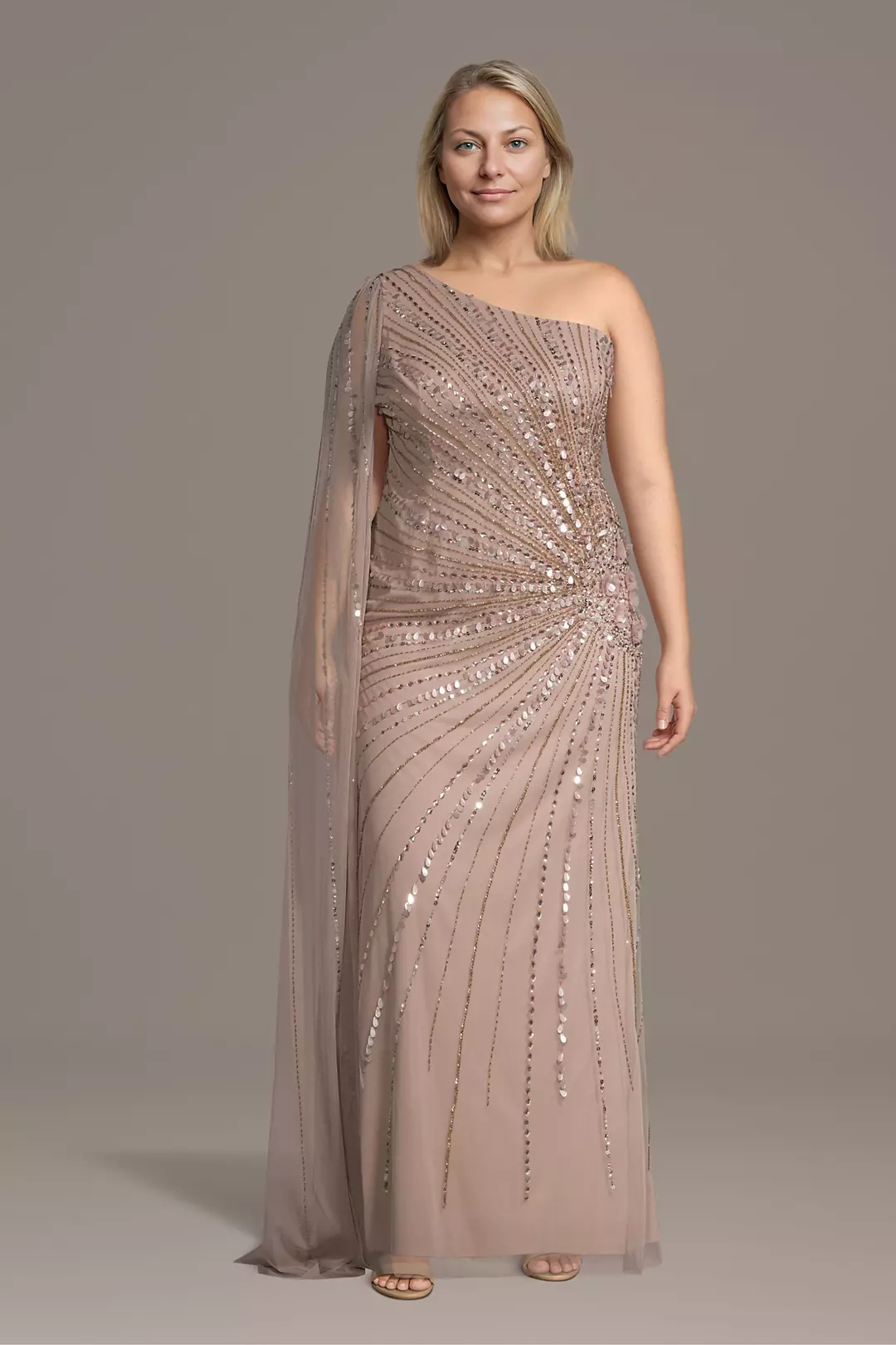 Floral Beaded Sheath with Shoulder Cascade - Image 4
