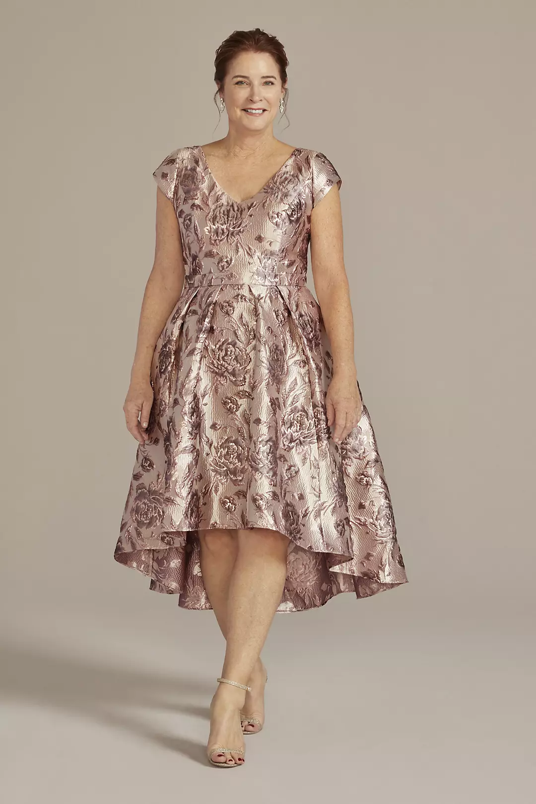 Floral Brocade High-Low A-Line Dress - Image 14