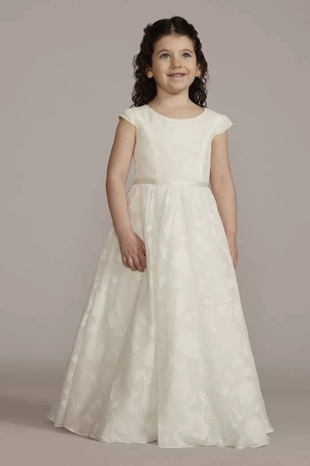 Floral Burnout Cap Sleeve Flower Girl Dress - Image 4