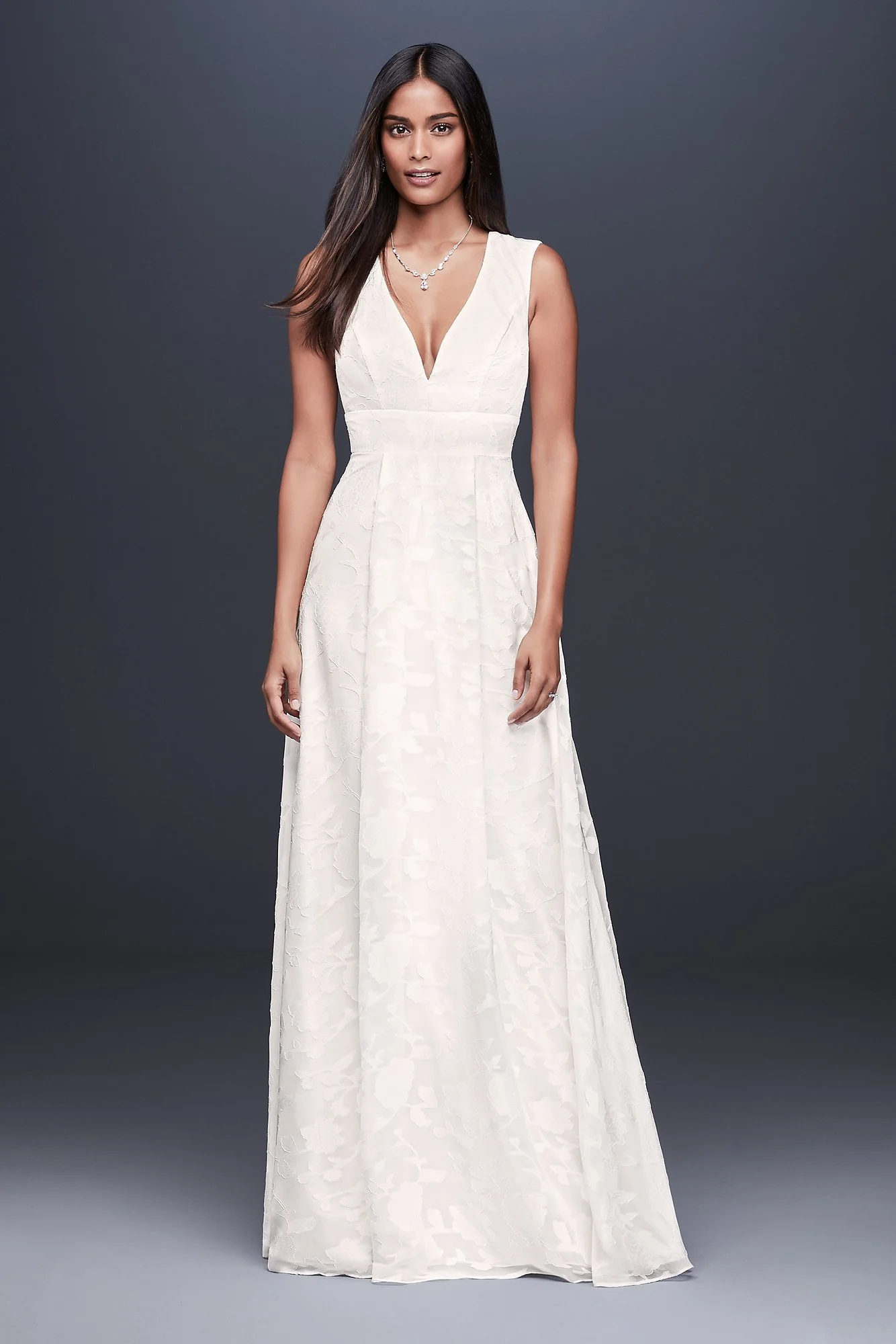 Floral Chiffon Burnout A-Line Gown with Cutout - Image 2