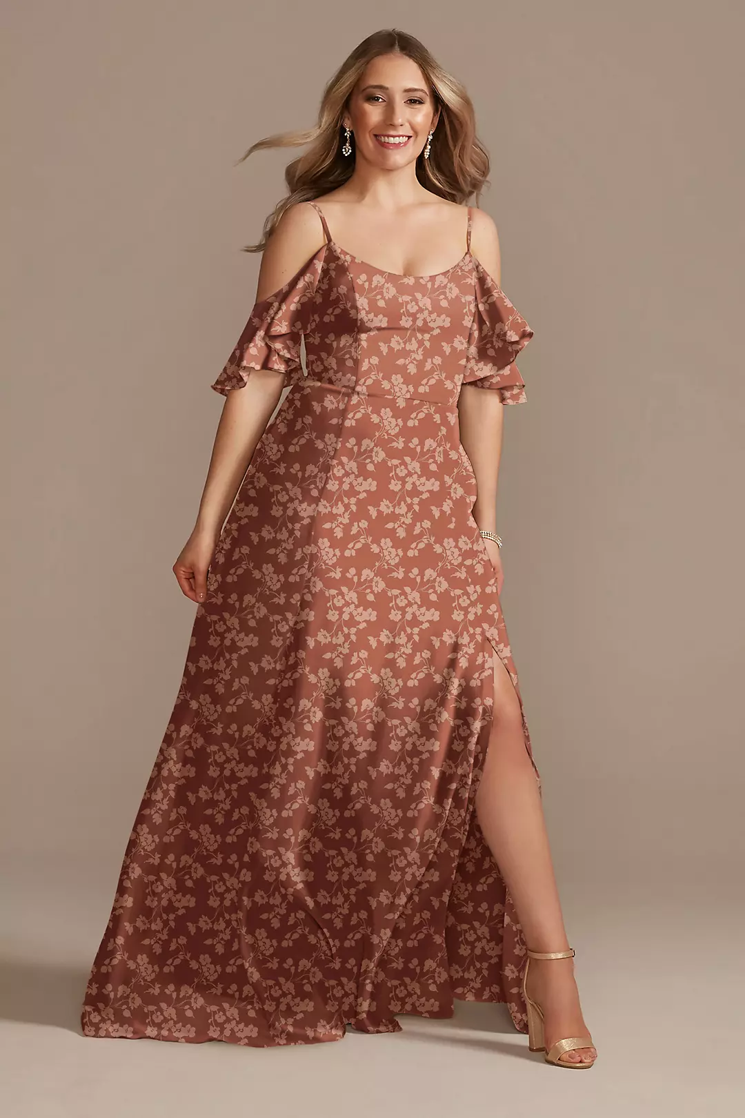 Floral Chiffon Cold-Shoulder Dress - Image 17