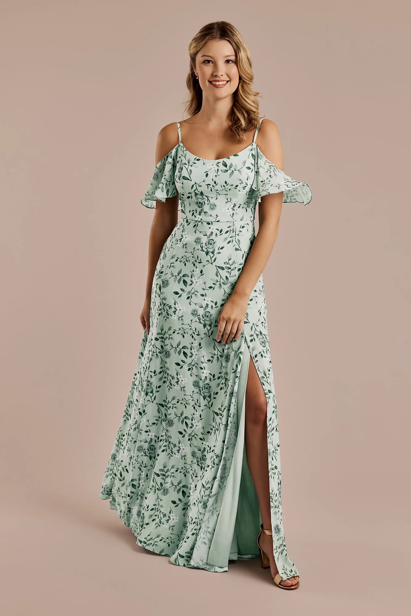 Floral Chiffon Cold-Shoulder Dress - Image 8