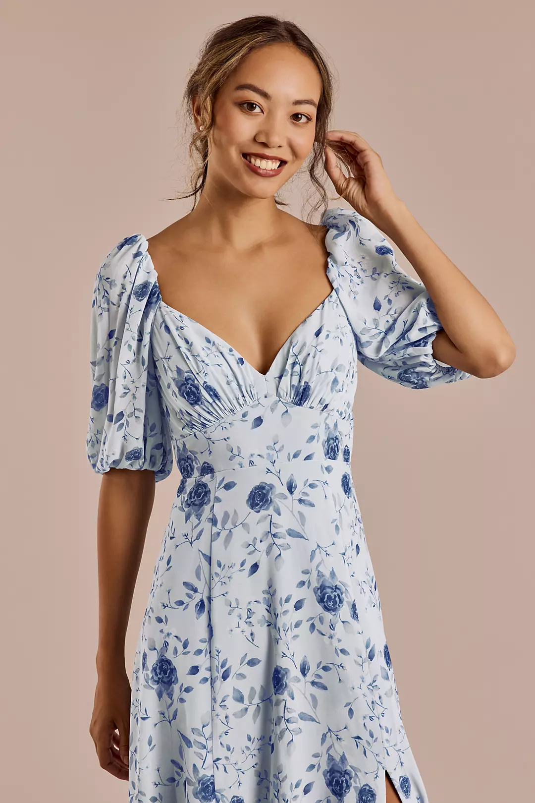 Floral Chiffon Short Sleeve A-Line Dress - Image 117