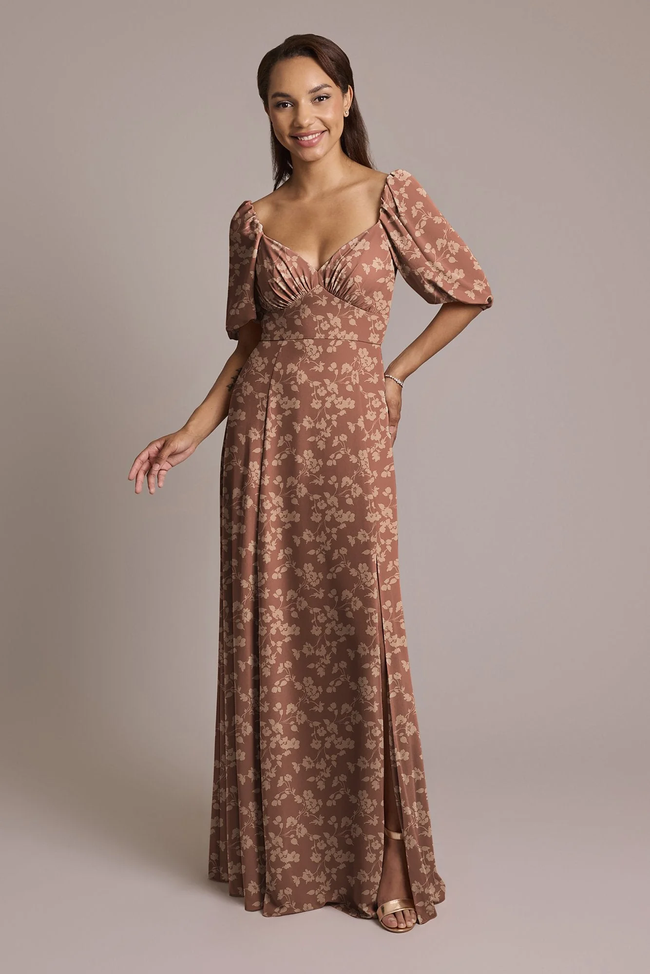 Floral Chiffon Short Sleeve A-Line Dress - Image 72