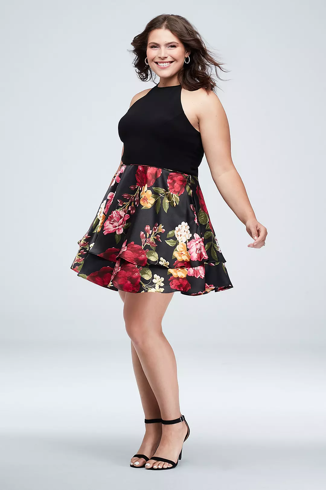 Floral Double Hem Plus Size Halter Dress - Image 8