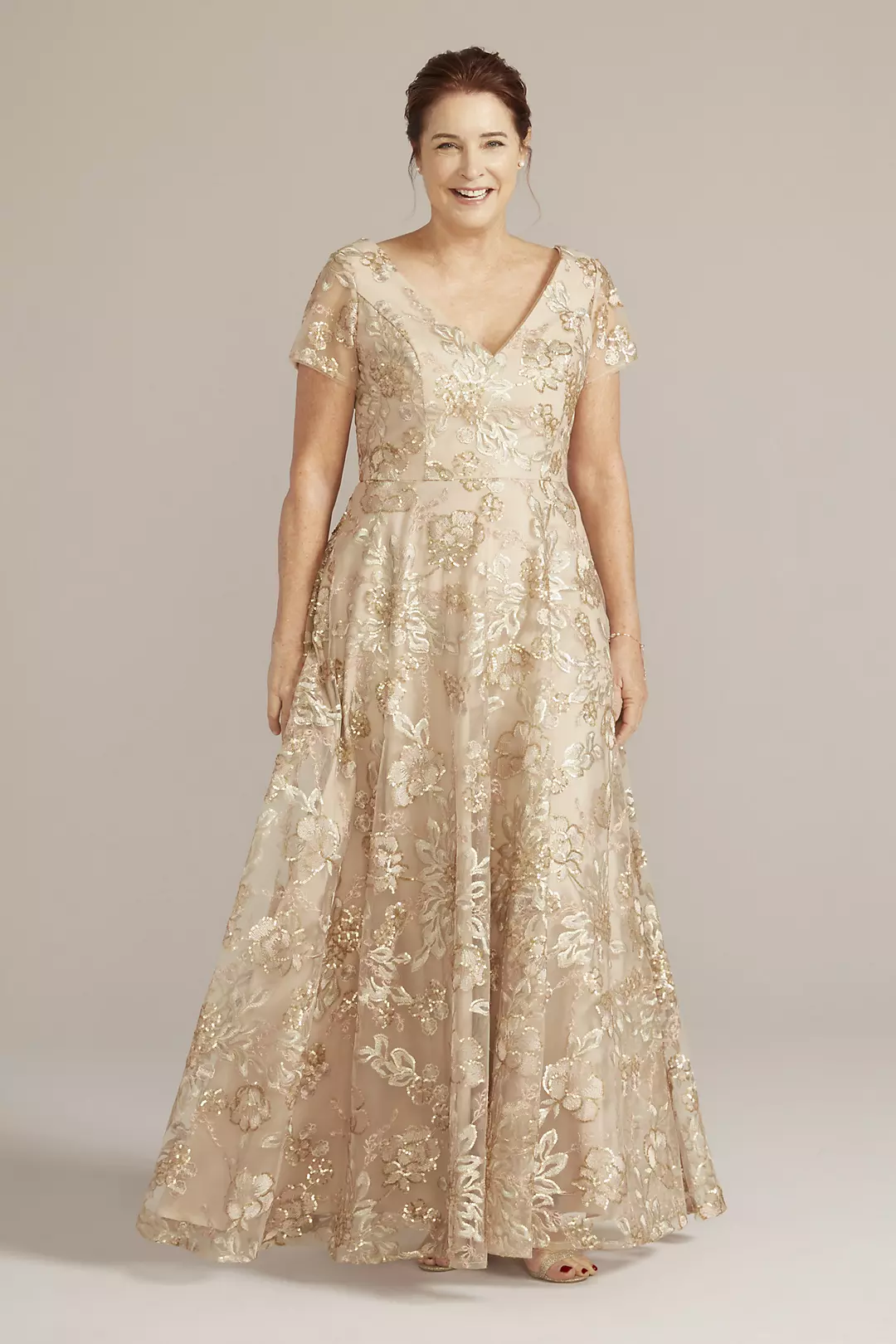 Floral Embroidered A-Line with Illusion Sleeves - Image 6