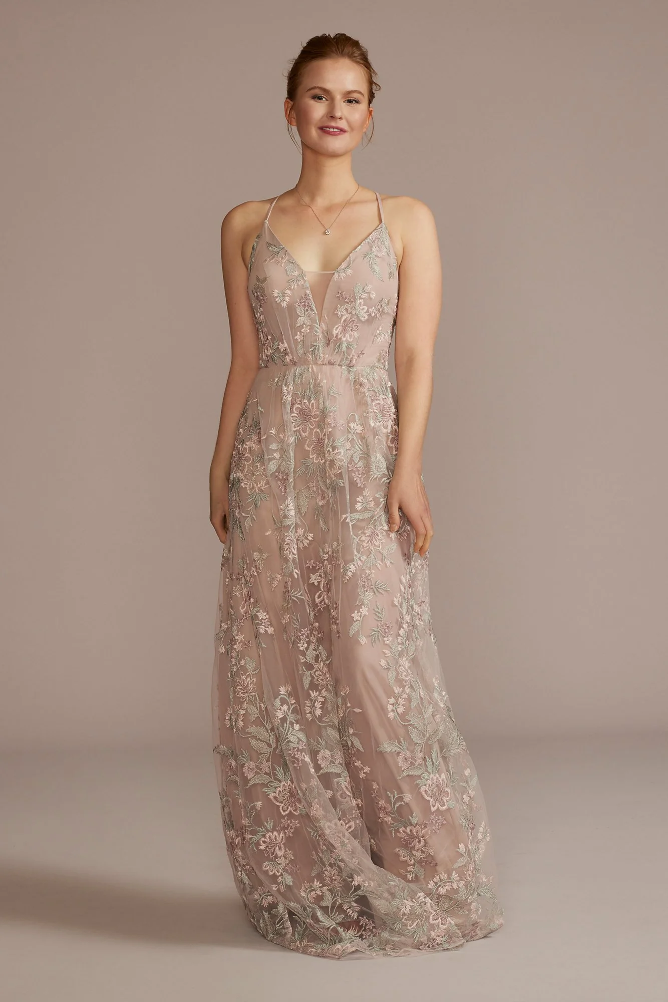 Floral Embroidered Bridesmaid Dress