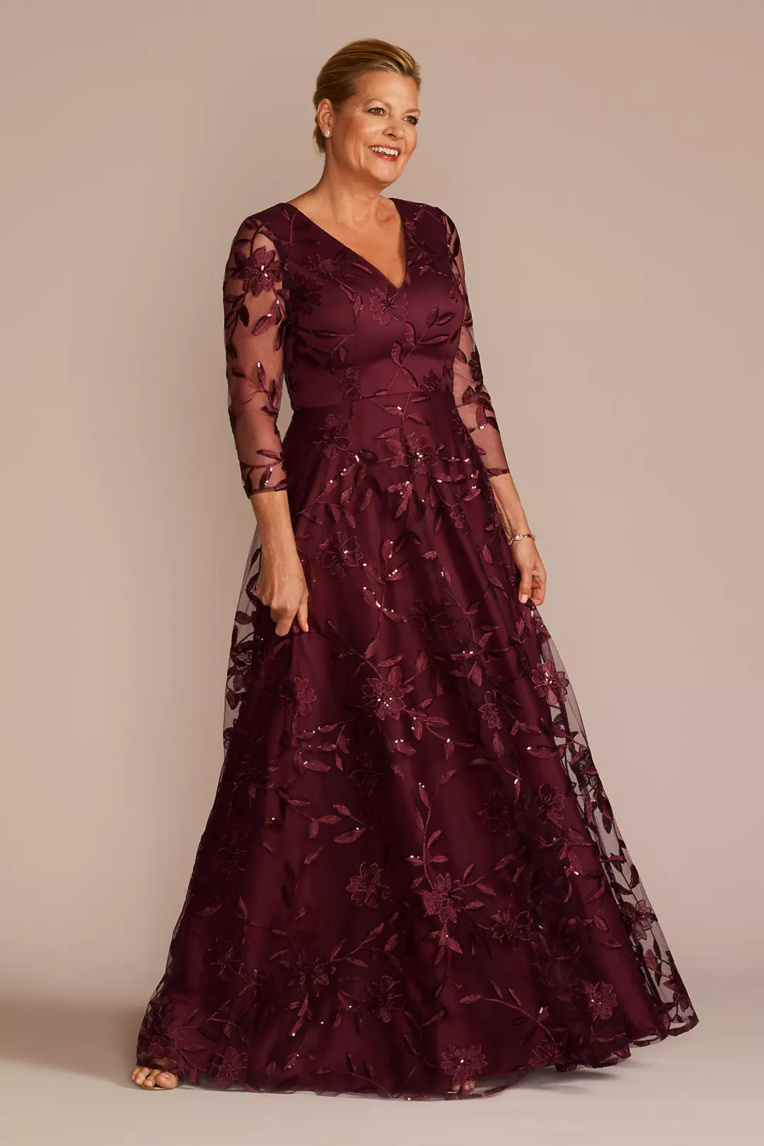 Floral Embroidered Illusion A-Line - Image 4