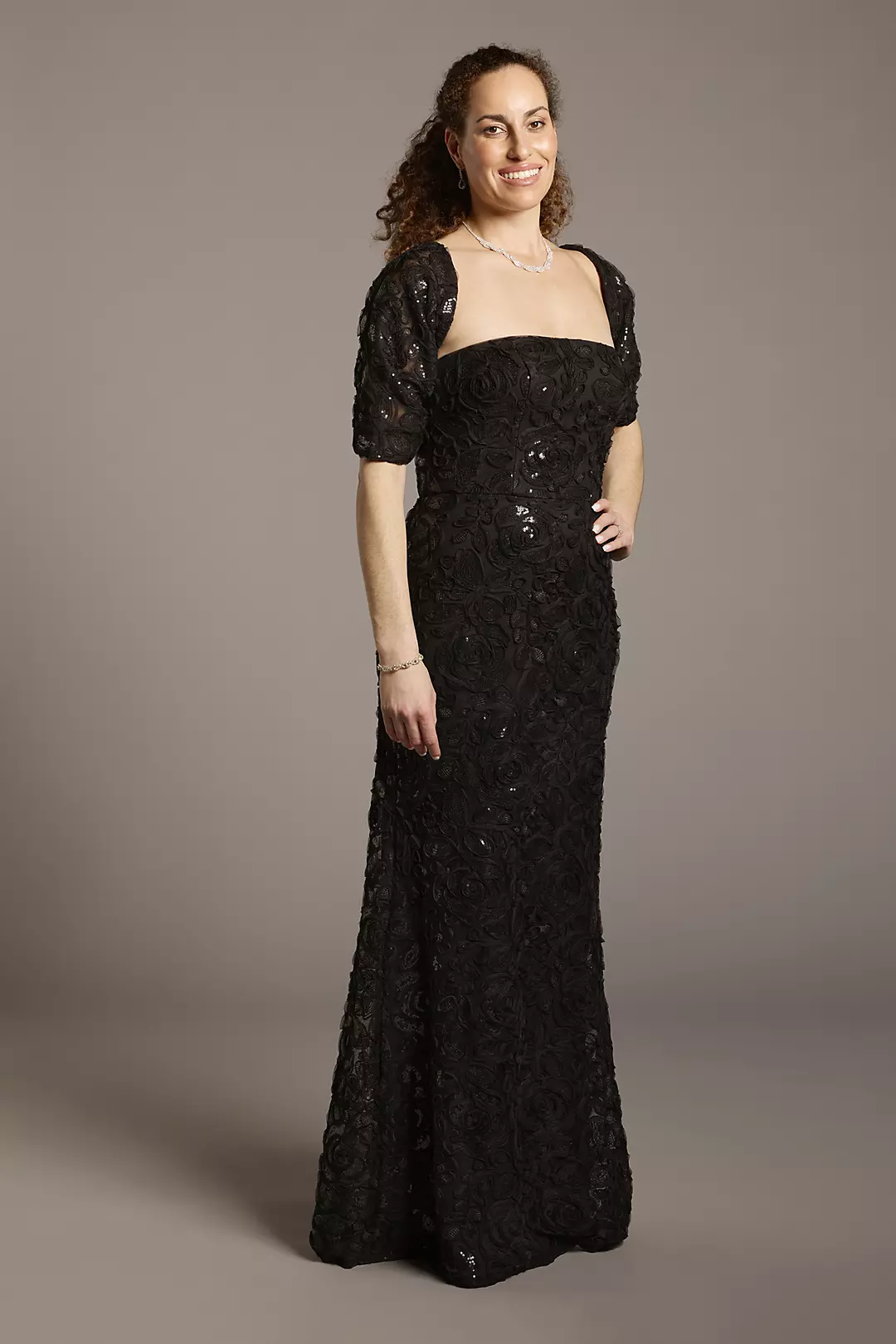 Floral Fit and Flare Dress with Removable Shrug - Image 8