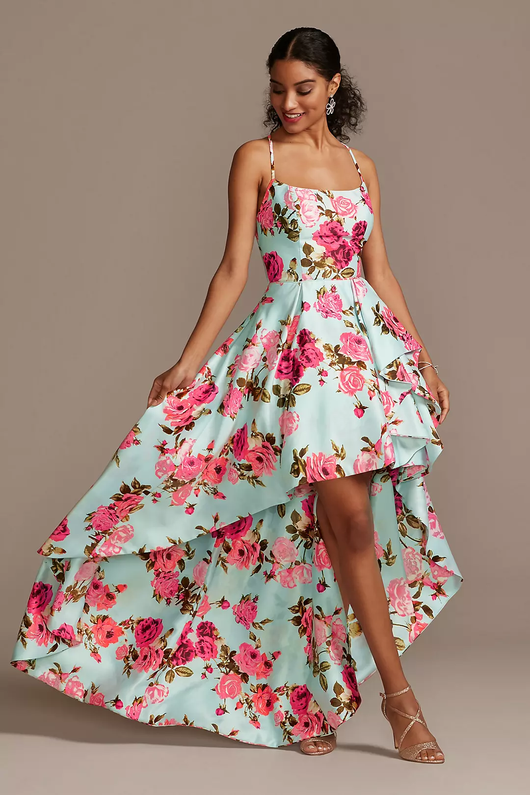 Floral High Low Dress with Back Cutout - Image 6