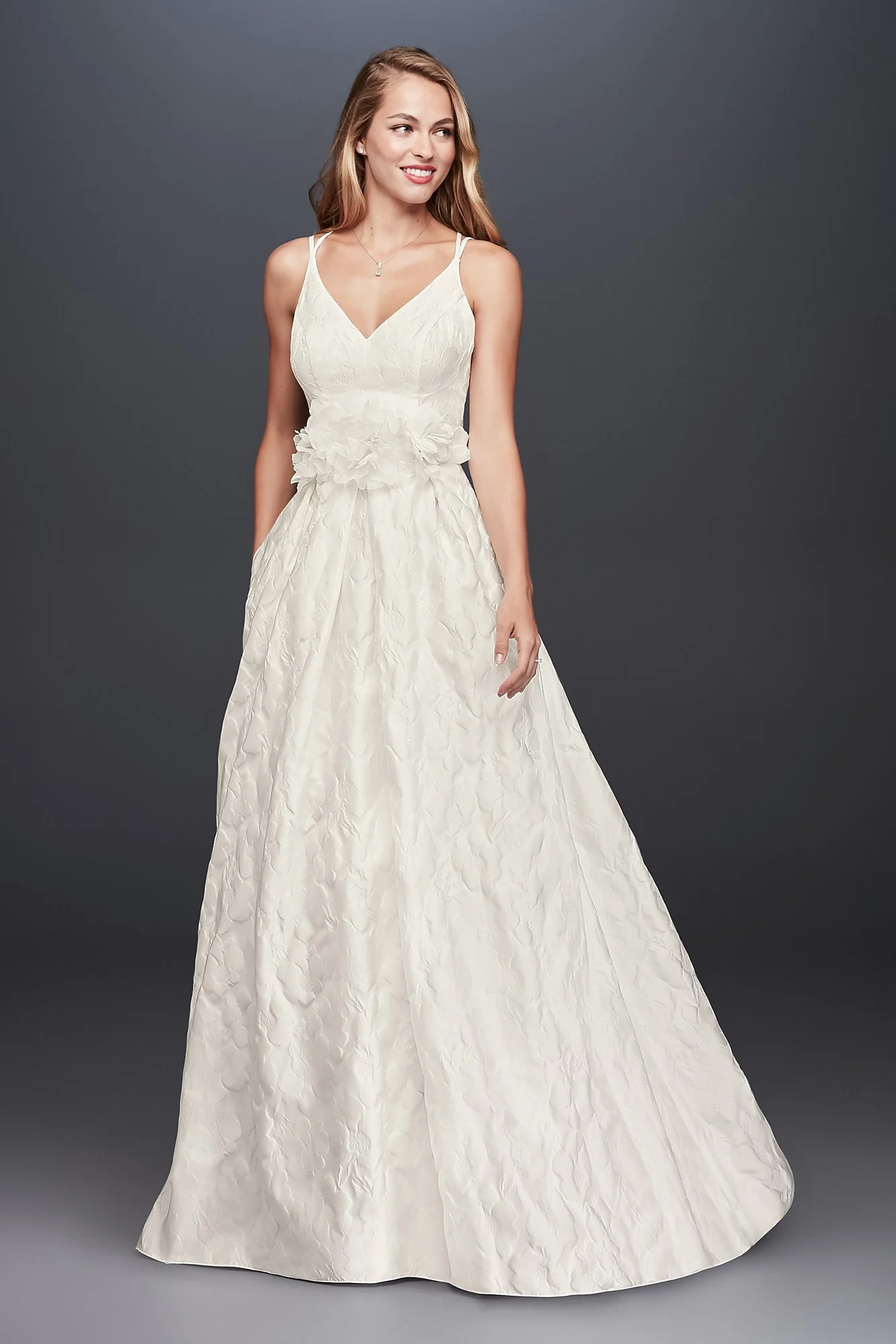 Floral Jacquard A-Line Wedding Dress - Image 3