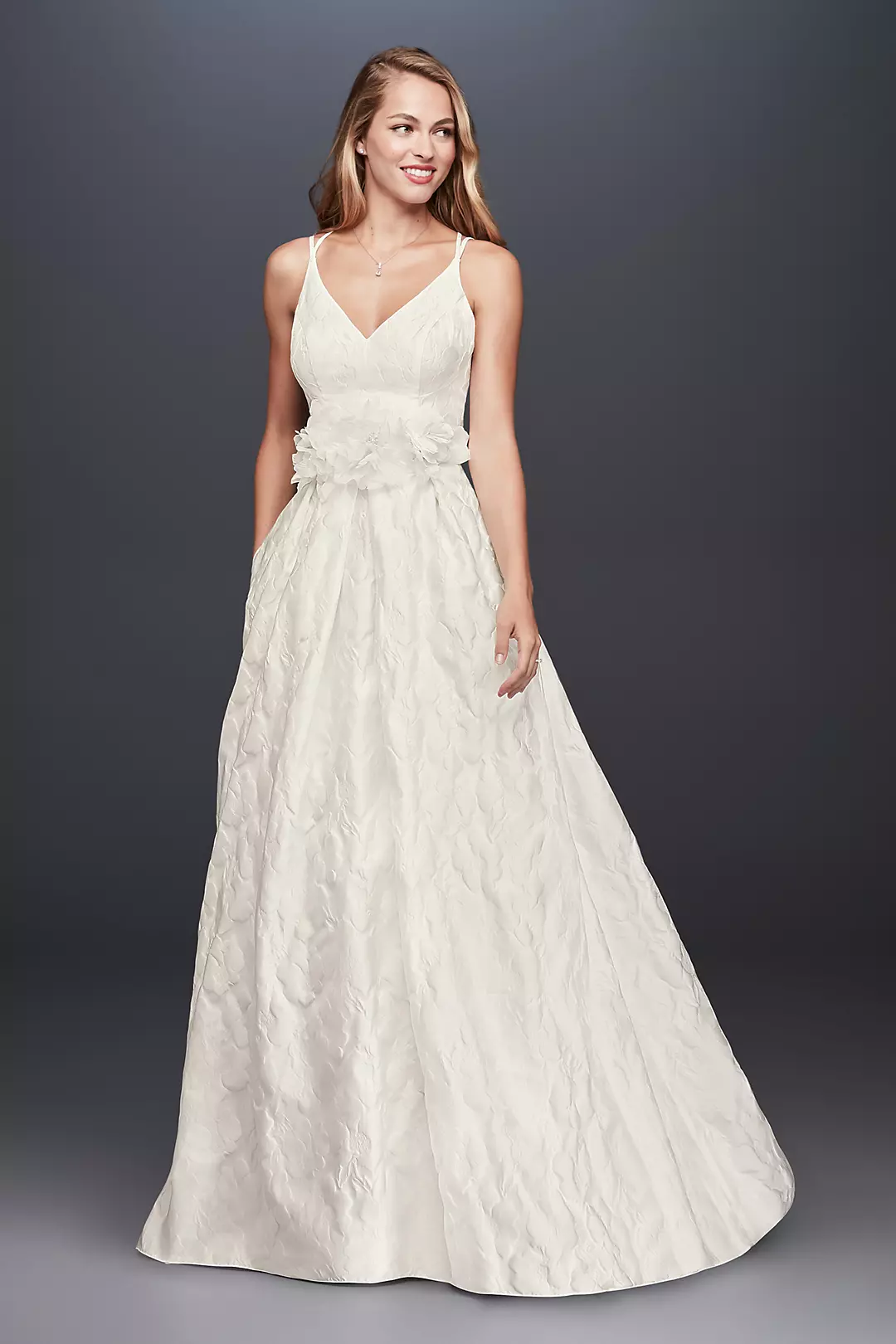 Floral Jacquard A-Line Wedding Dress - Image 34