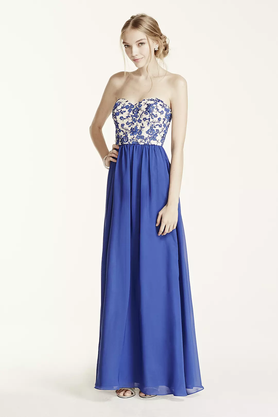 Floral Lace Applique Beaded Bodice Dress - Image 2