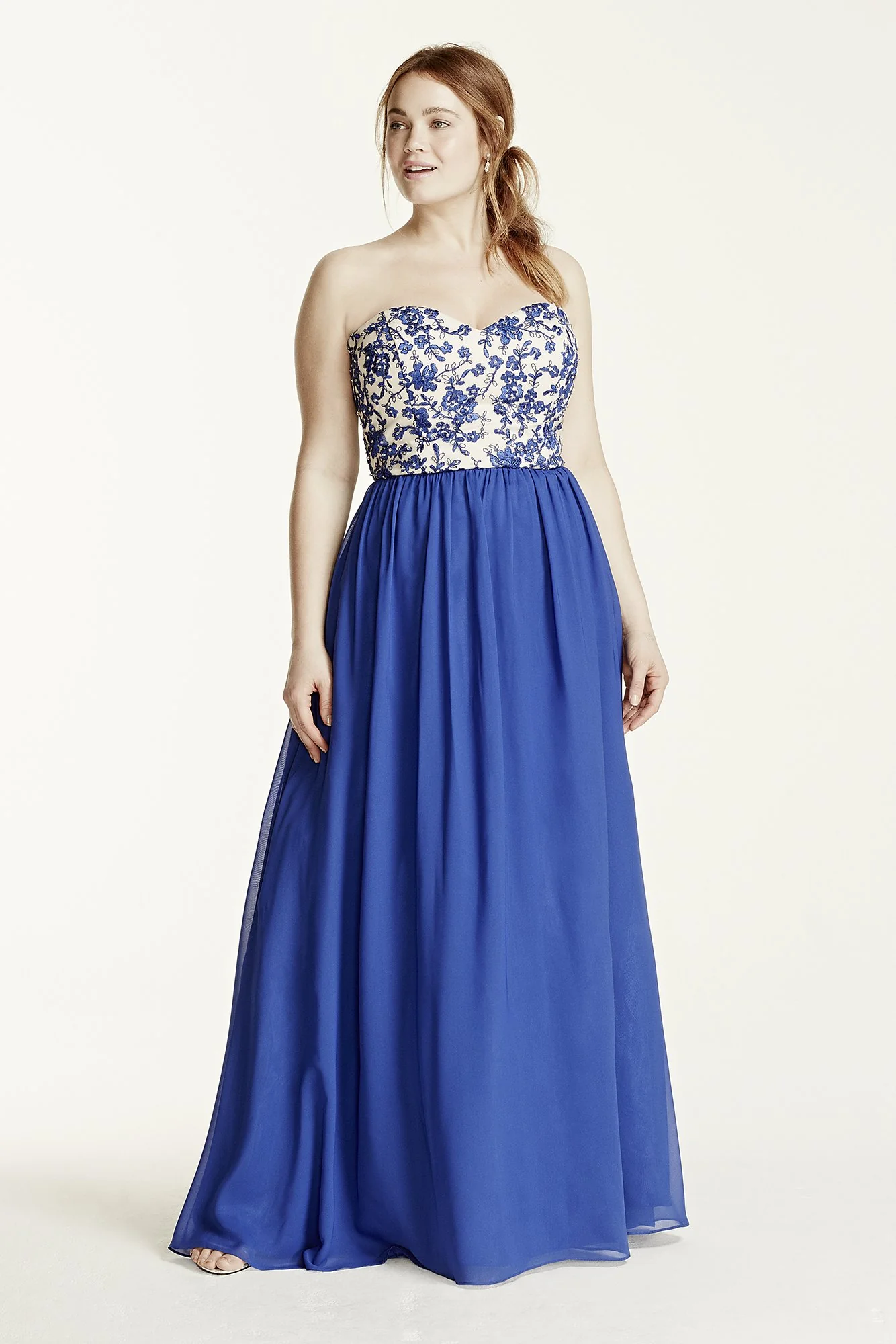 Floral Lace Applique Beaded Bodice Dress - Image 2
