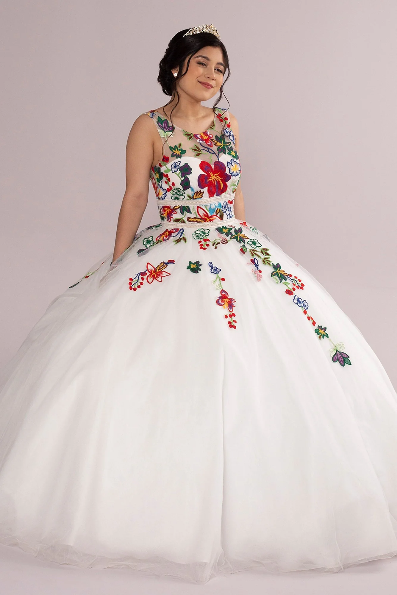 Floral Lace Applique Quince Dress