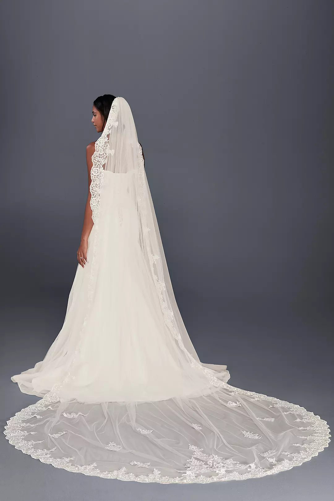 Floral Lace Cathedral Veil with Appliques - Image 2