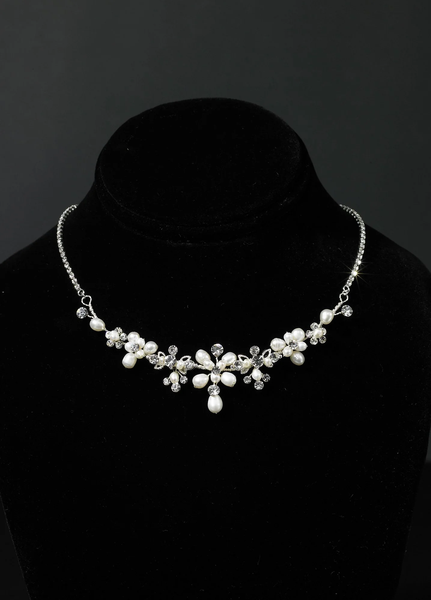 Floral Necklace with Swarovski Stones