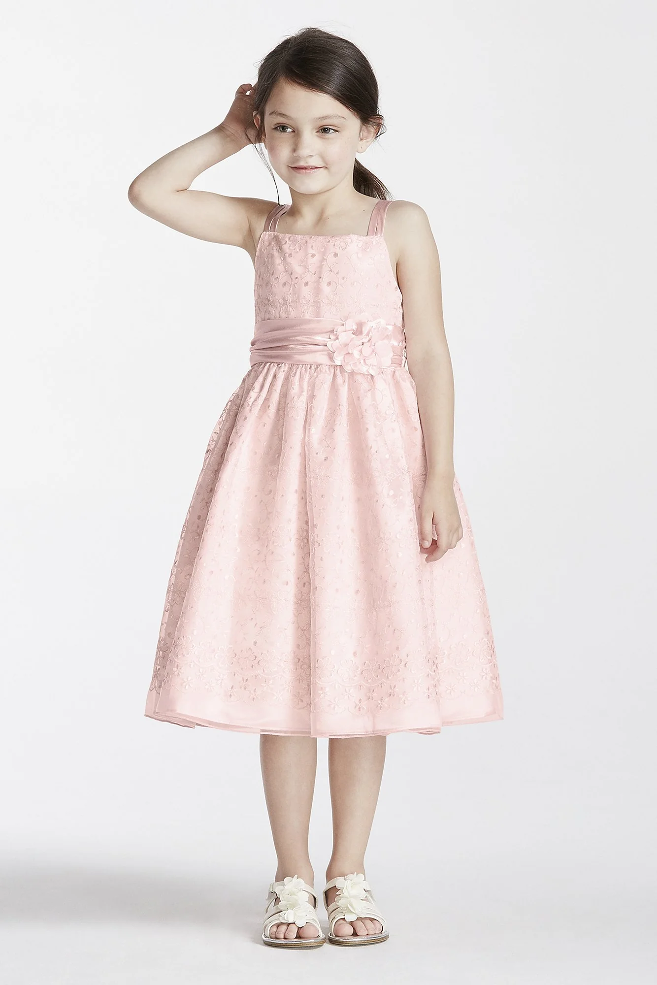 Floral Organza Ball Gown with Sash - Image 2