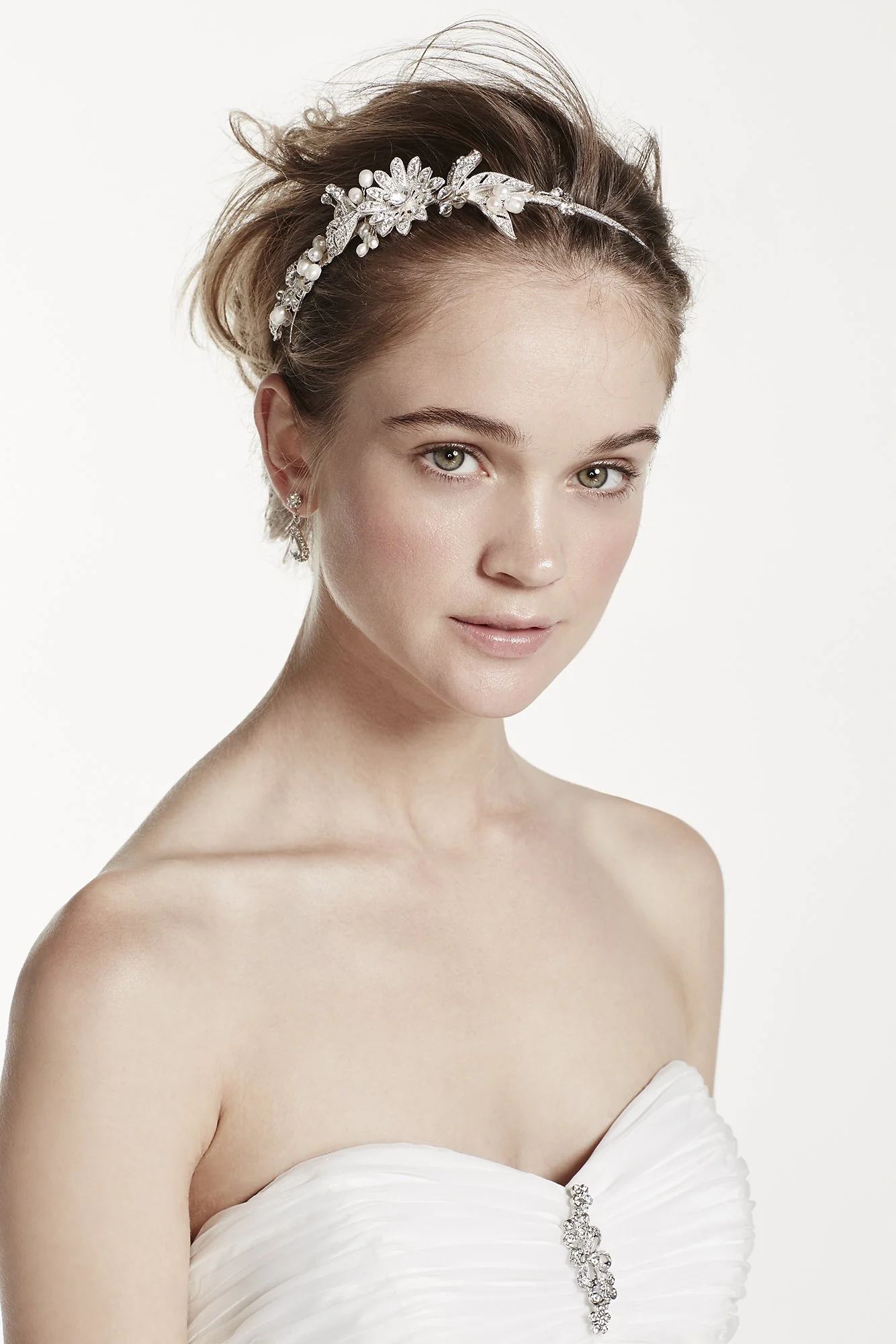 Floral Pave Rhinestone Side Motif Headband