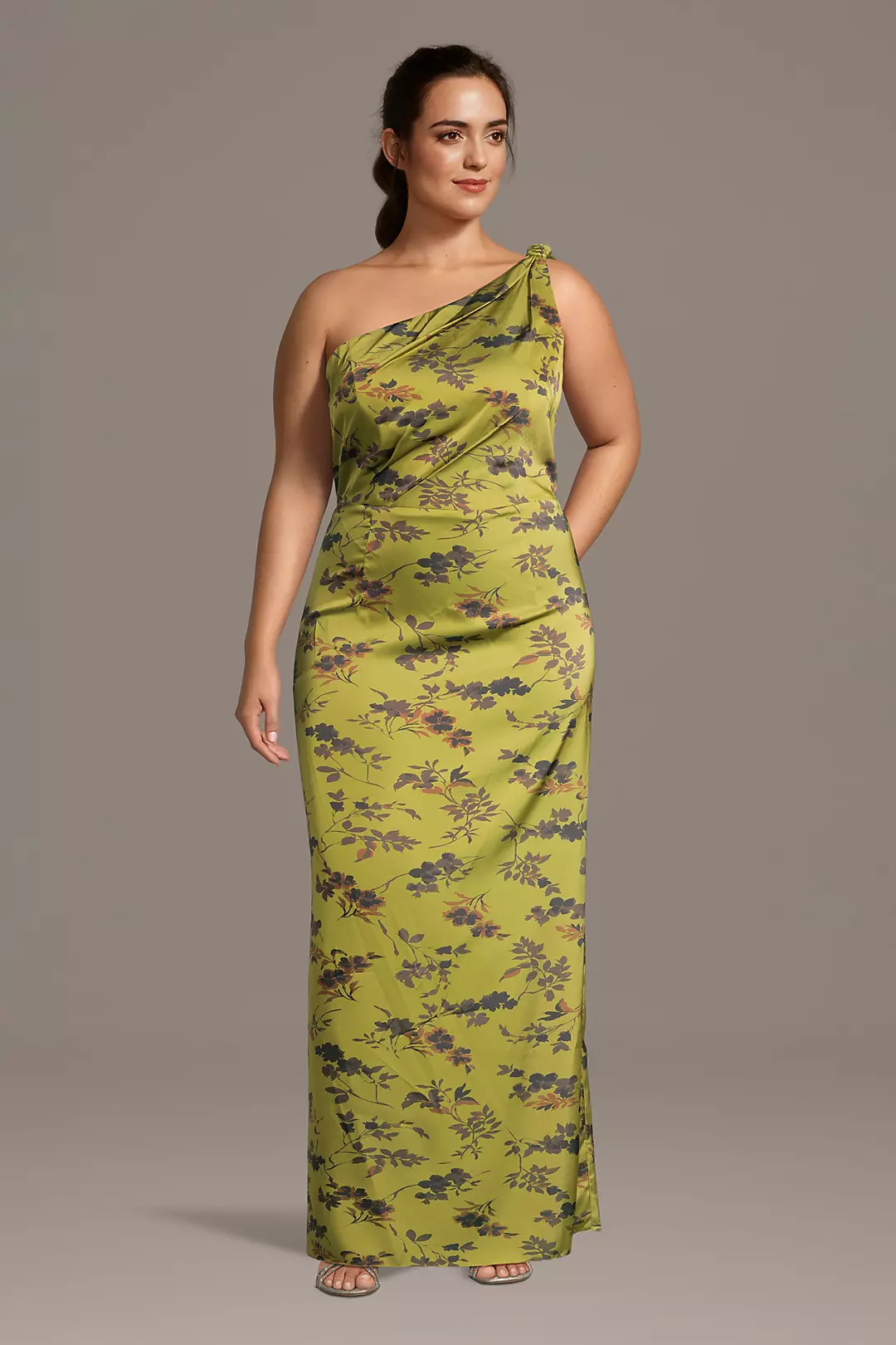 Floral Print Open Back One-Shoulder Sheath Dress - Image 4