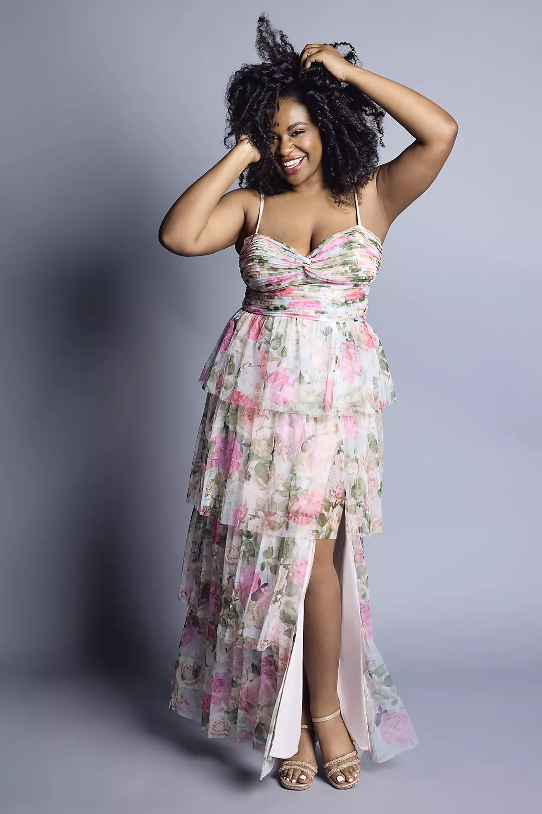 Floral Print Tiered Dress with Lace-Up Back - Image 8