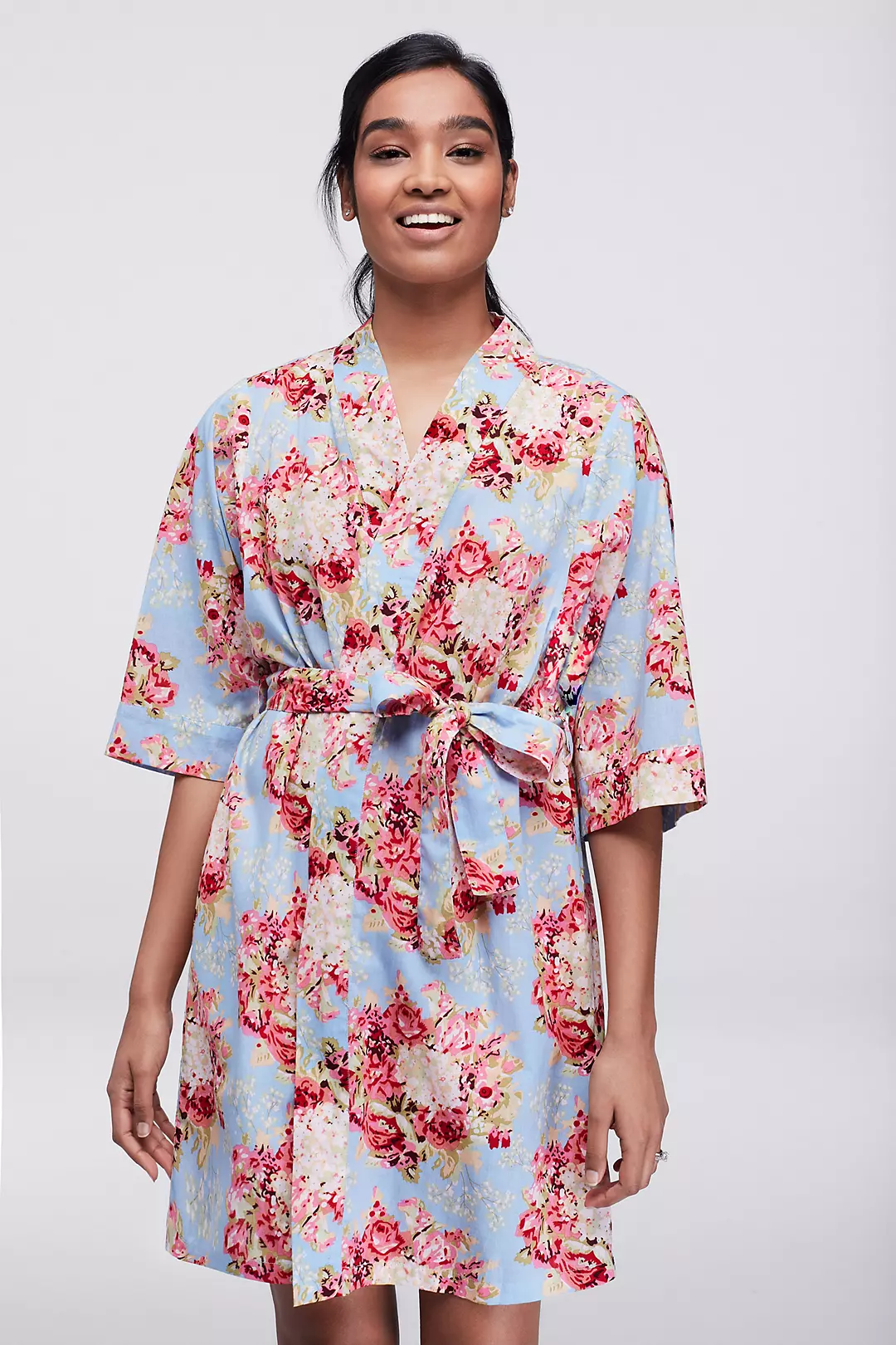 Floral Print Woven Cotton Robe - Image 2