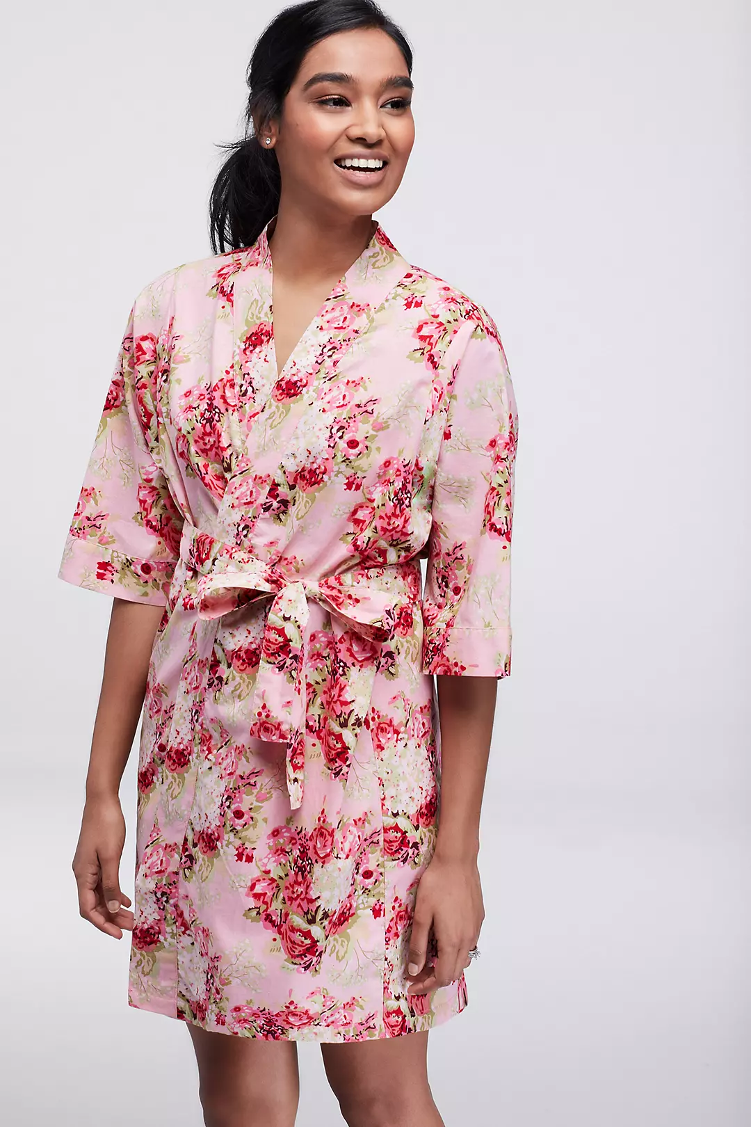 Floral Print Woven Cotton Robe - Image 3