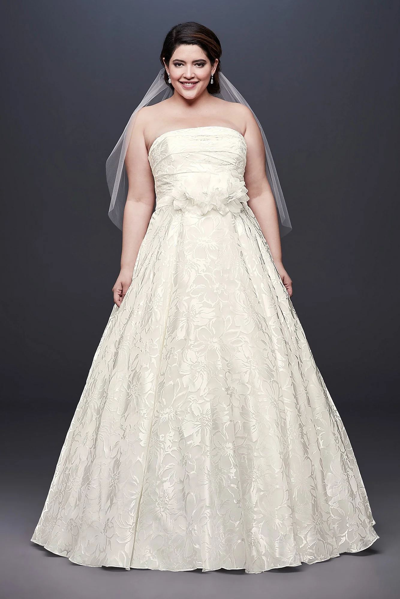 Floral Printed Organza A-line Wedding Dress - Image 3
