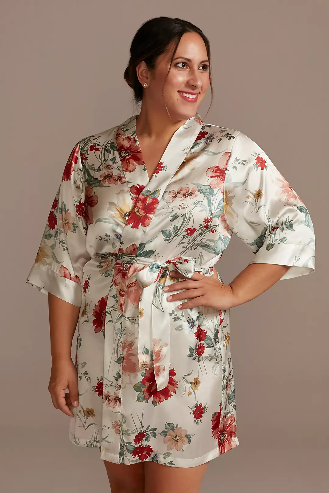 Floral Satin Getting Ready Robe - Image 3