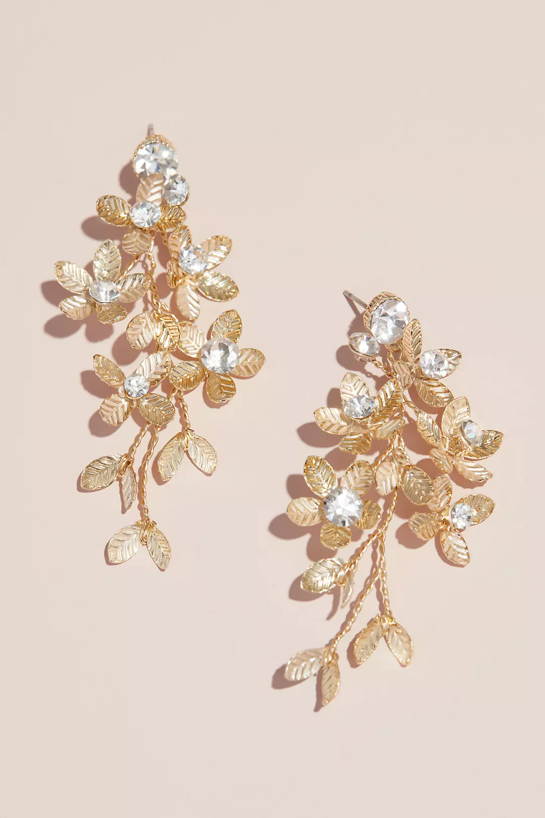 Floral Spray Earrings with Crystals