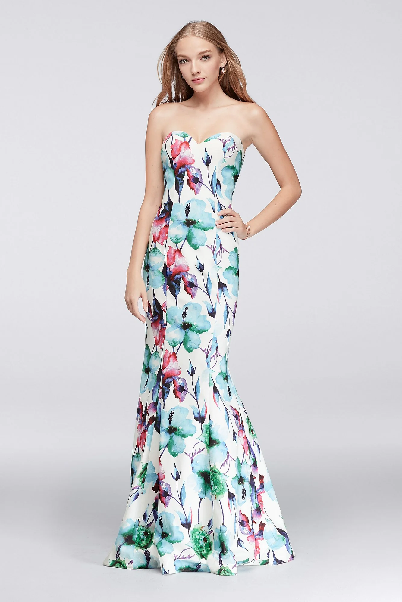 Floral Strapless Sweetheart Mermaid Dress - Image 2