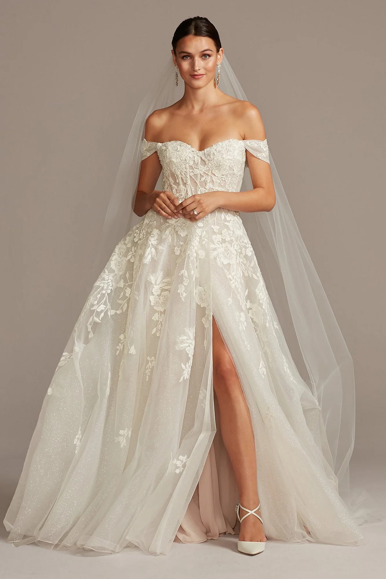 Floral Tulle Wedding Dress with Removable Sleeves - Image 6
