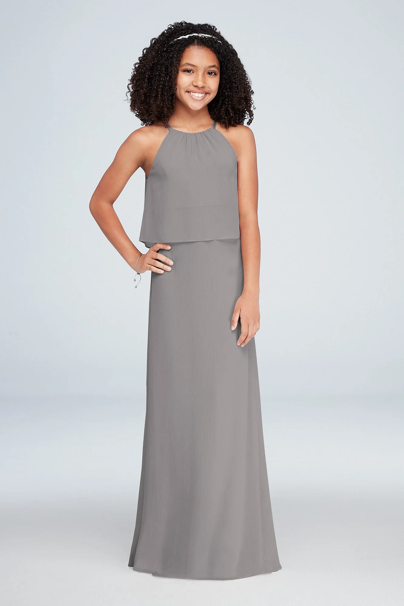 Flounced Crinkle Chiffon Girls Dress - Image 11