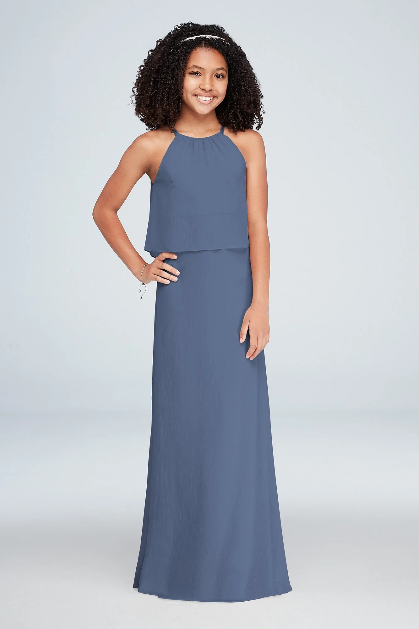 Flounced Crinkle Chiffon Girls Dress - Image 15