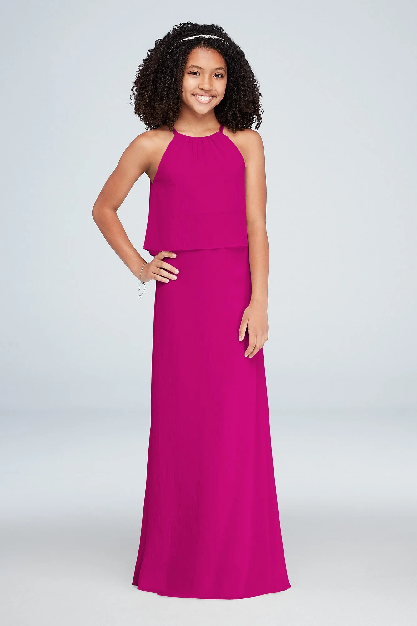 Flounced Crinkle Chiffon Girls Dress - Image 2