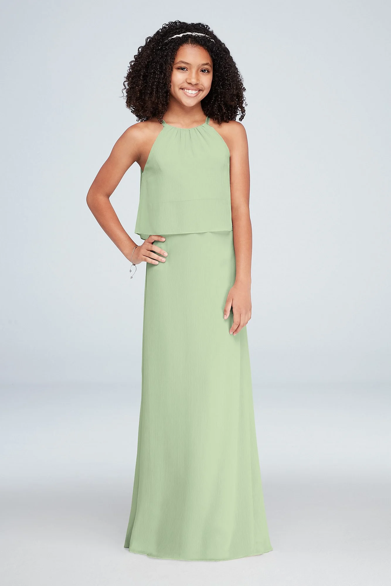 Flounced Crinkle Chiffon Girls Dress - Image 25