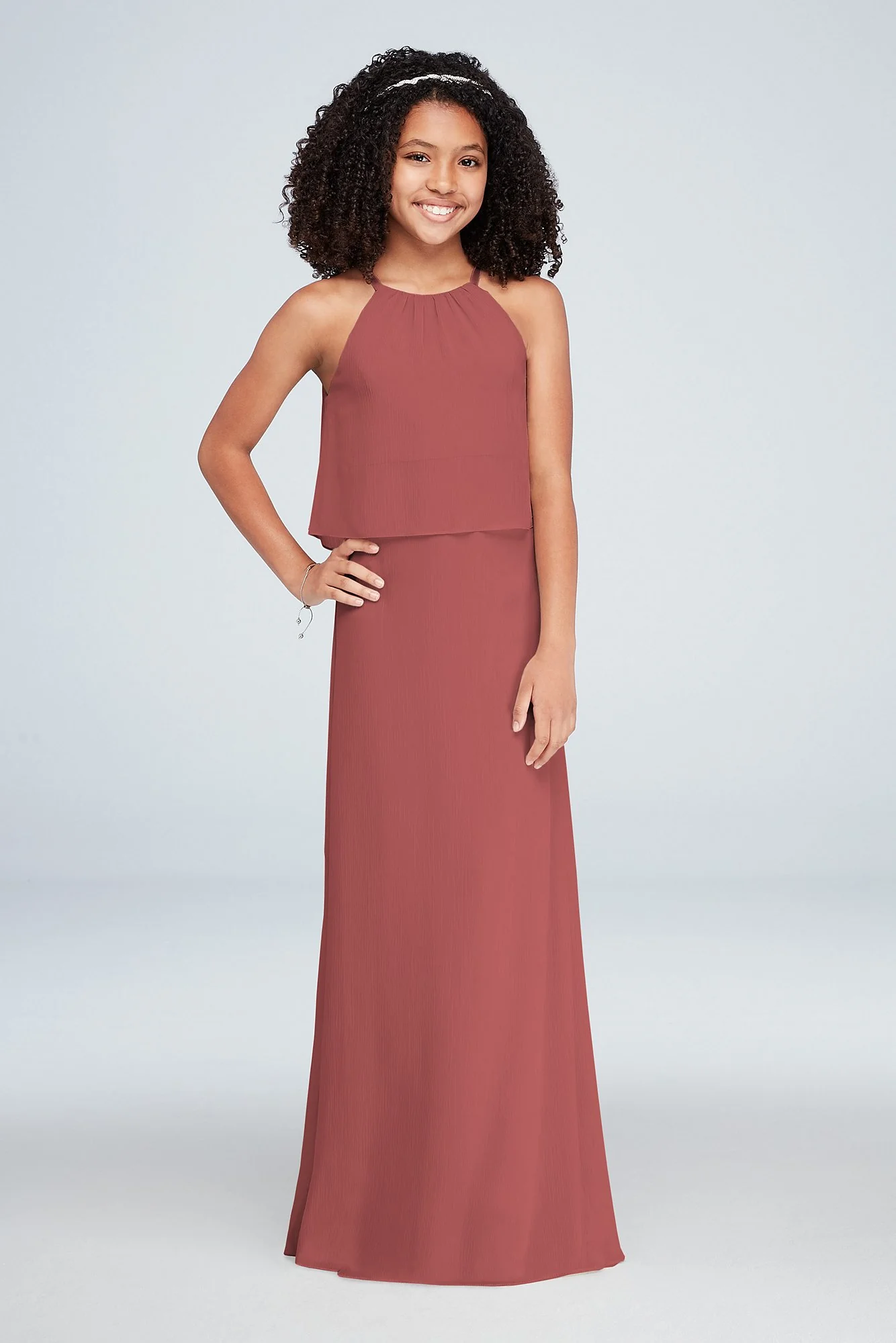 Flounced Crinkle Chiffon Girls Dress - Image 3
