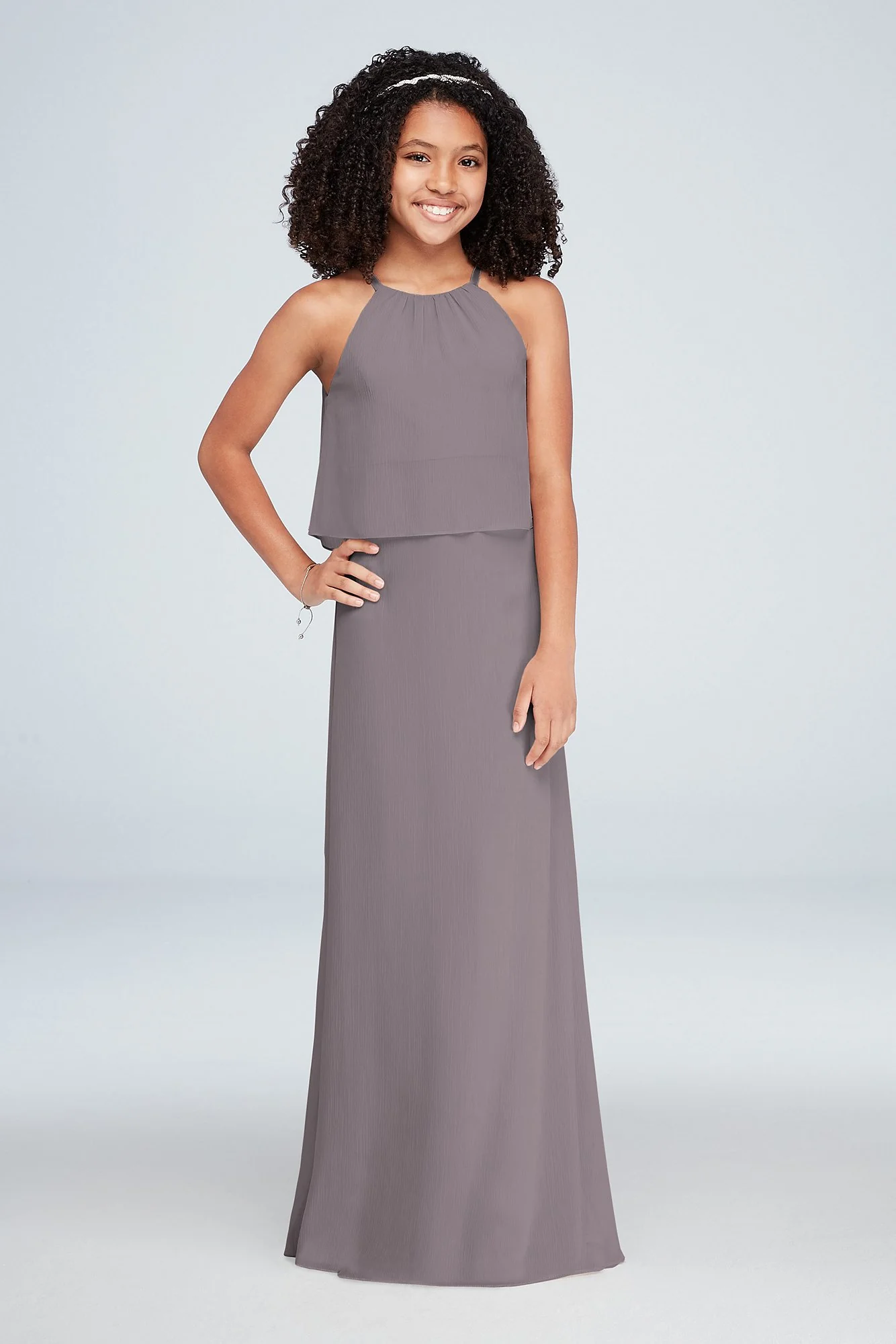 Flounced Crinkle Chiffon Girls Dress - Image 42