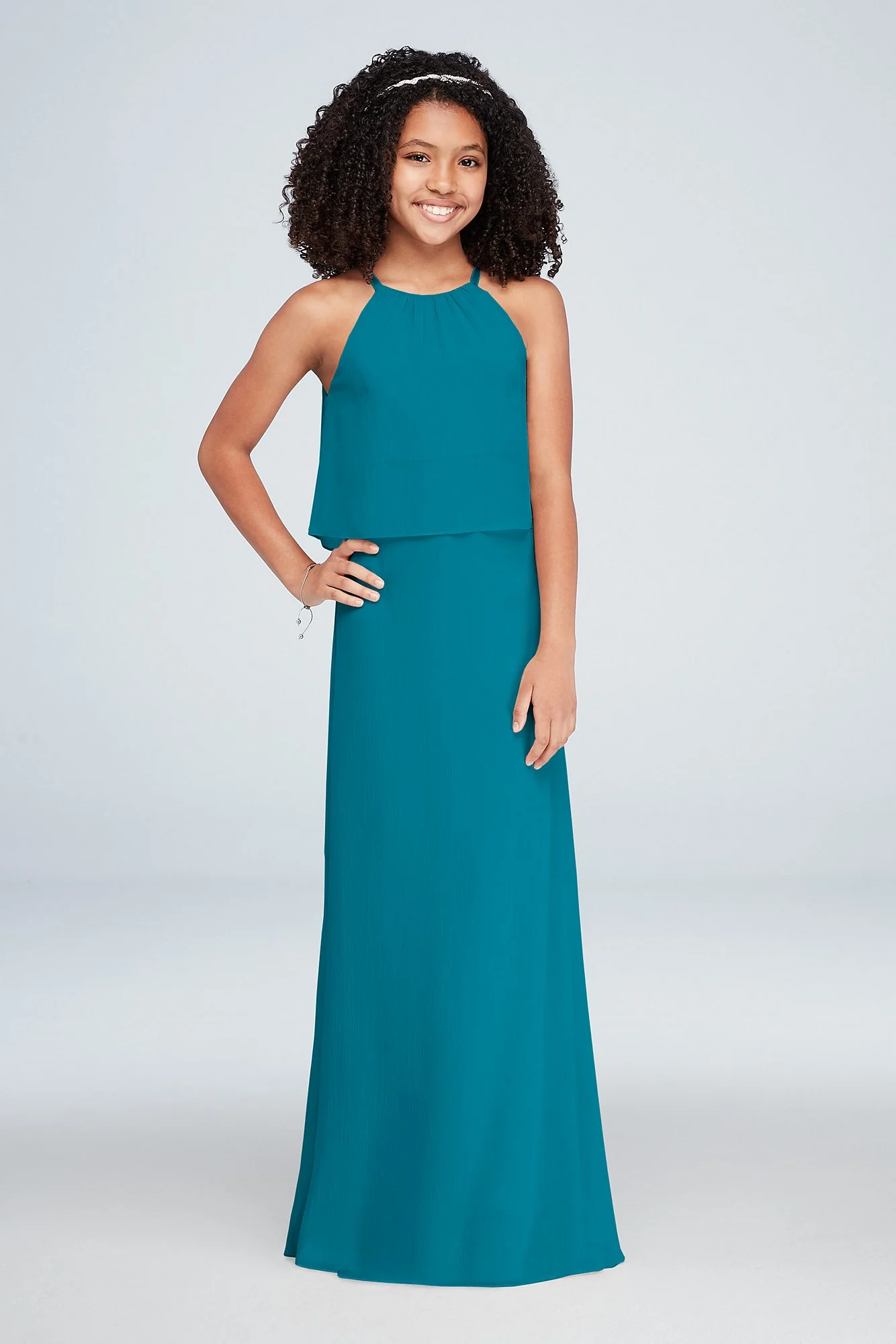 Flounced Crinkle Chiffon Girls Dress - Image 43
