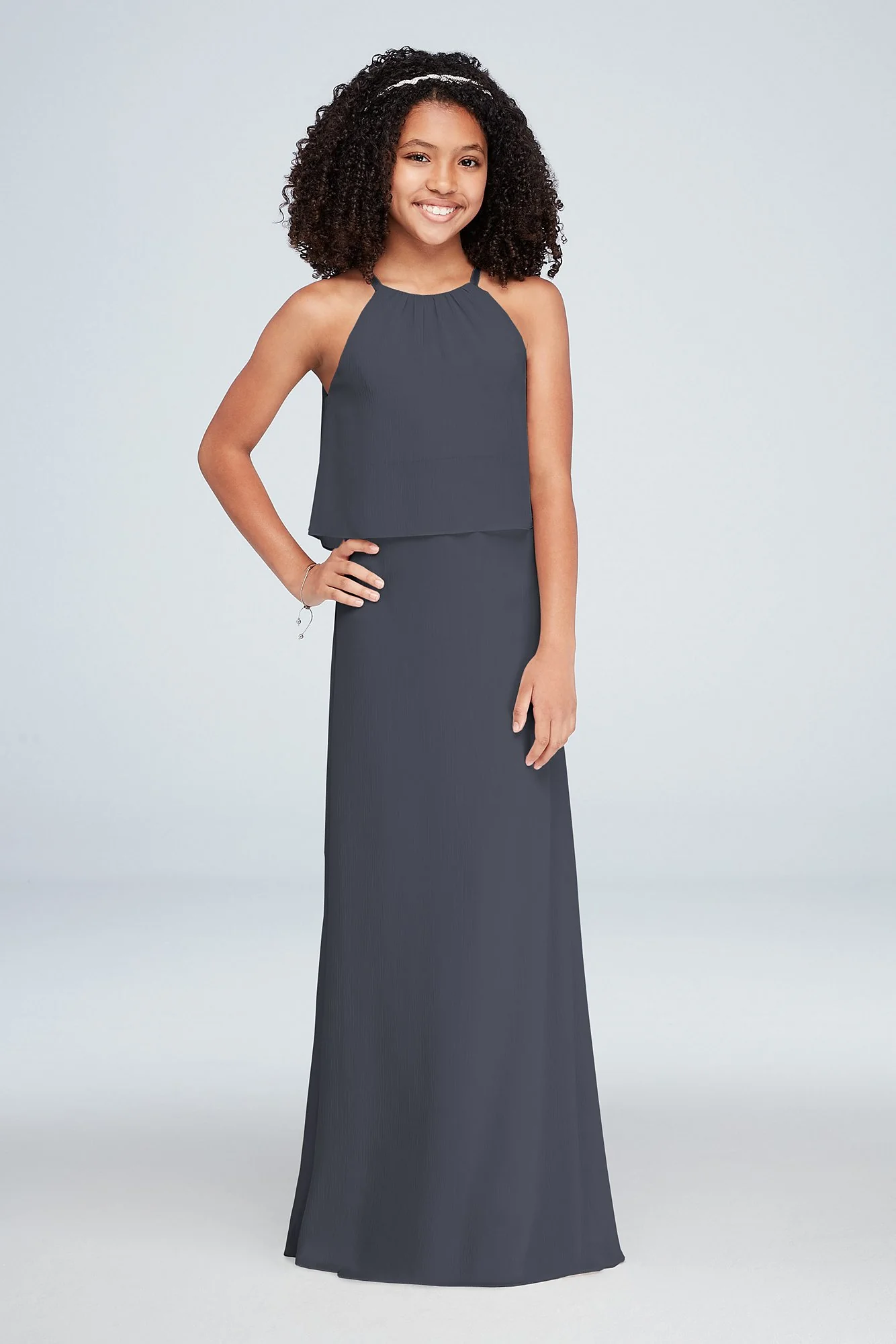 Flounced Crinkle Chiffon Girls Dress - Image 44