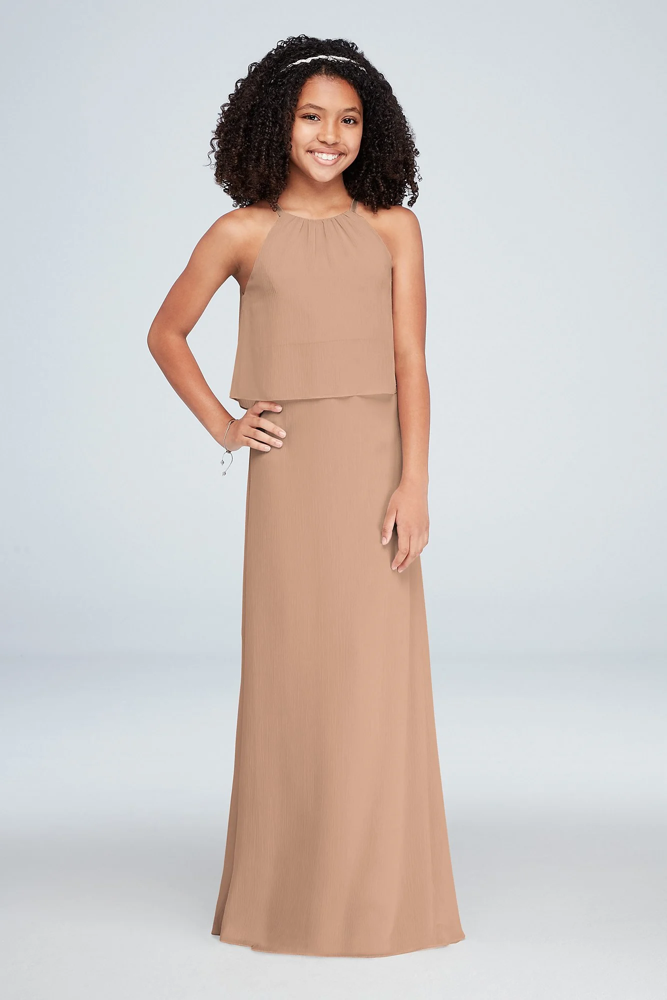 Flounced Crinkle Chiffon Girls Dress - Image 45