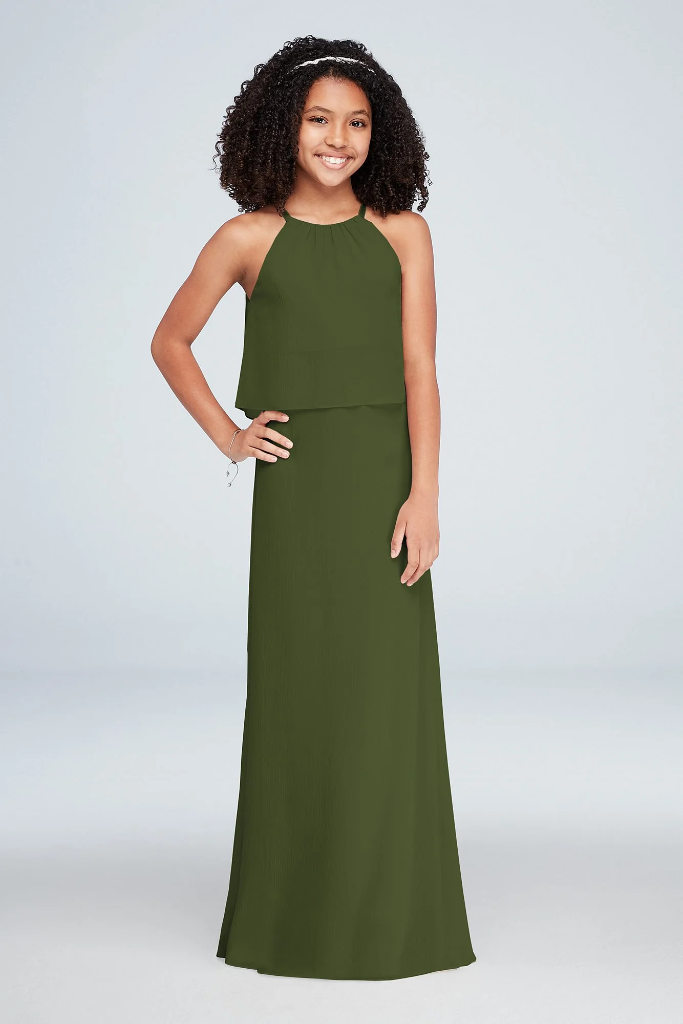 Flounced Crinkle Chiffon Girls Dress - Image 46